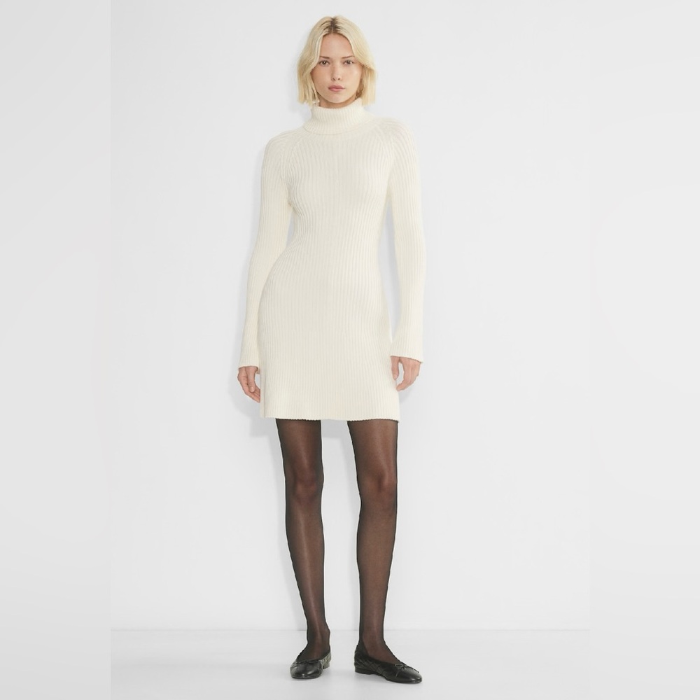 Aritzia Sunday Best Rhapsody Dress Cream Light Birch Turtleneck Dress - Picture 2 of 11